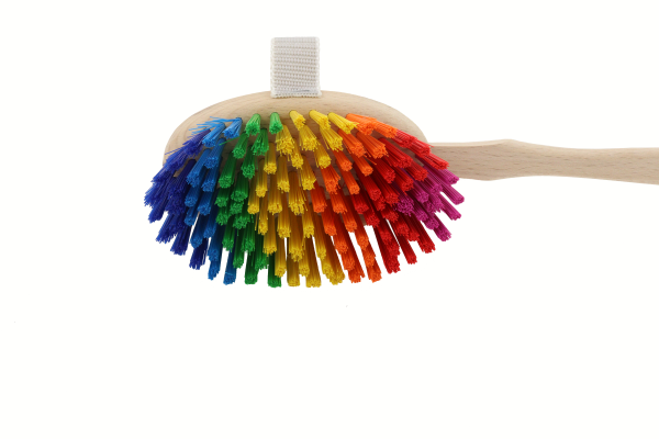 Die Badebürste Kunterbunt in der Seitenansicht